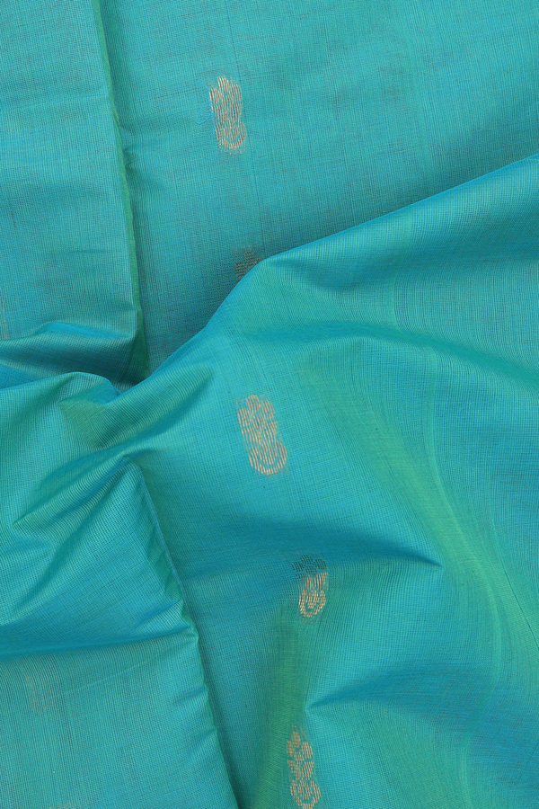 Venkatagiri Cotton Saree In Green With Zari Buttas