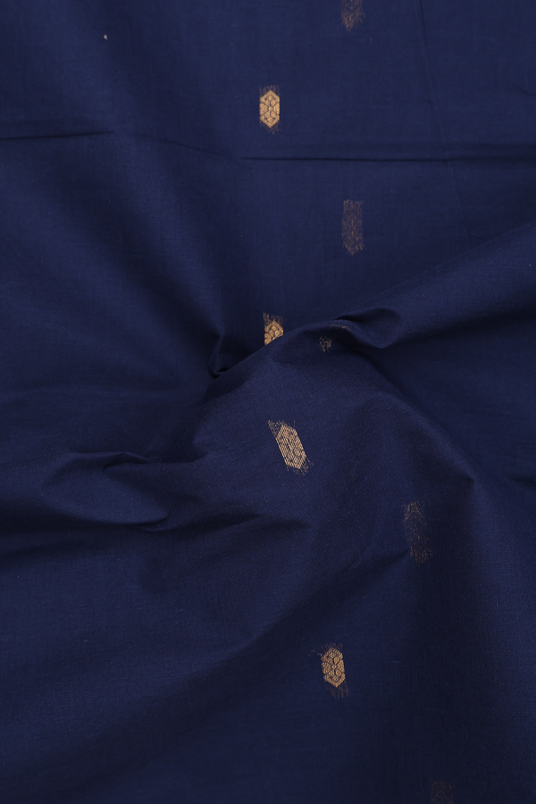 Venkatagiri Cotton Saree In Navy Blue With Zari Buttas