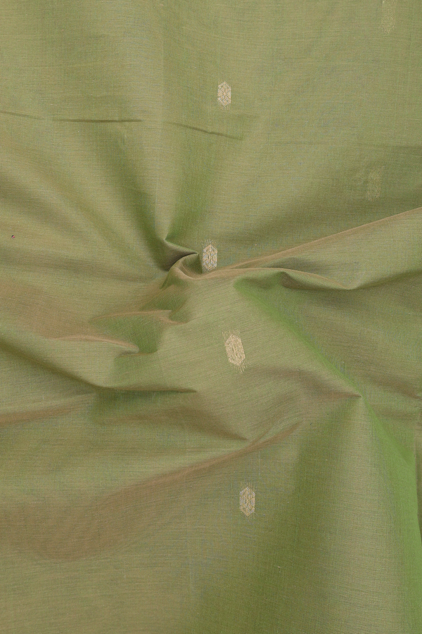 Venkatagiri Cotton Saree In Parrot Green With Zari Buttas