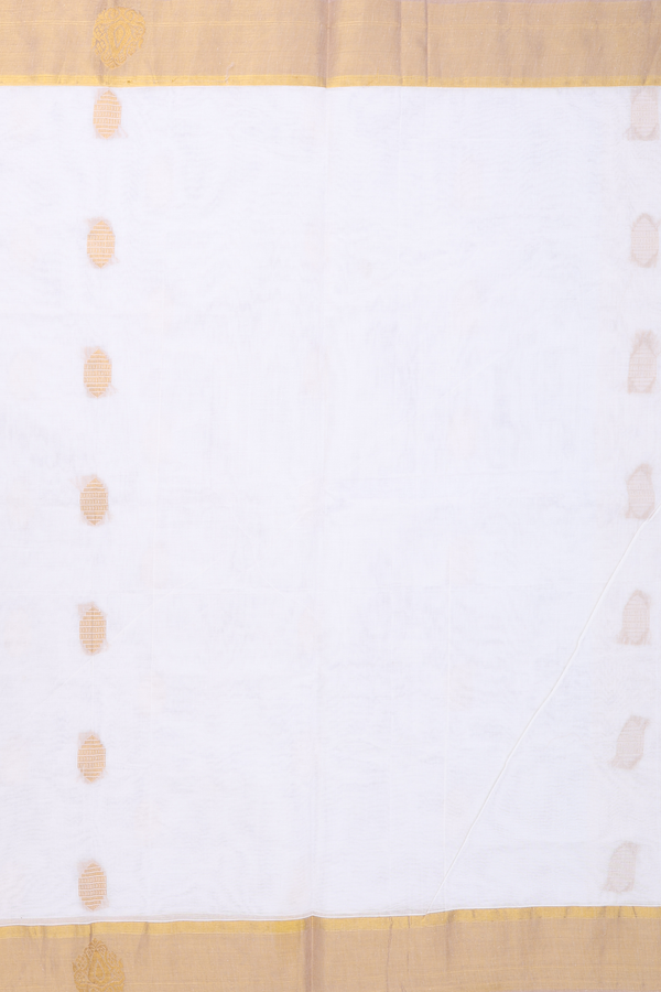 Venkatagiri Cotton Saree In White With Zari Buttas