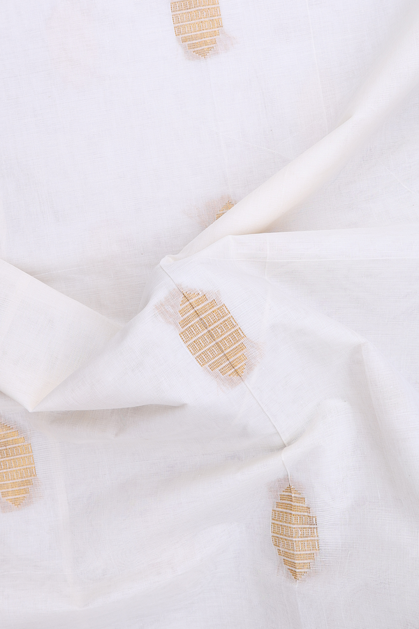 Venkatagiri Cotton Saree In White With Zari Buttas