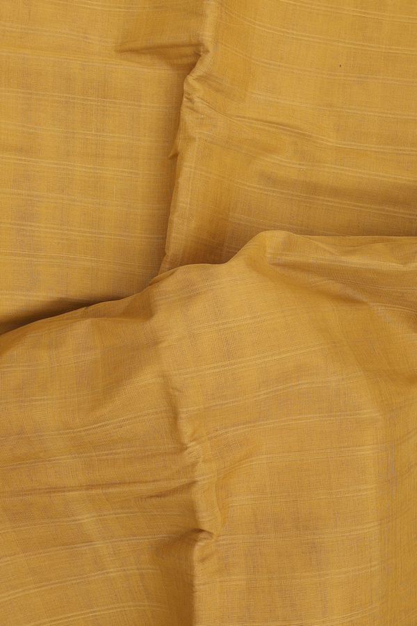 Kanchi Cotton Saree In Dark Yellow With Stripes Design