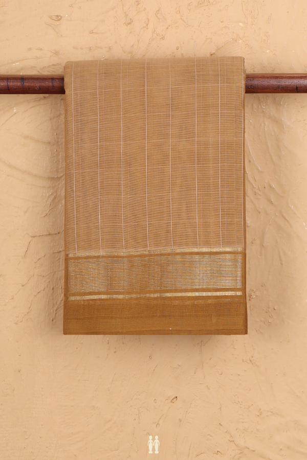 Kanchi Cotton Saree In Brown With Checks Design