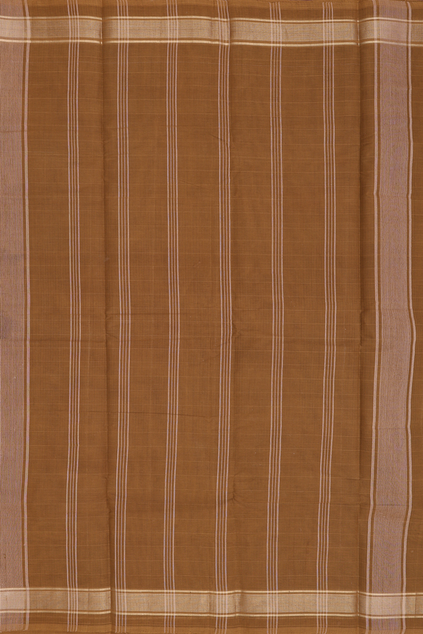 Kanchi Cotton Saree In Brown With Checks Design
