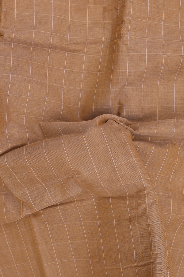 Kanchi Cotton Saree In Brown With Checks Design