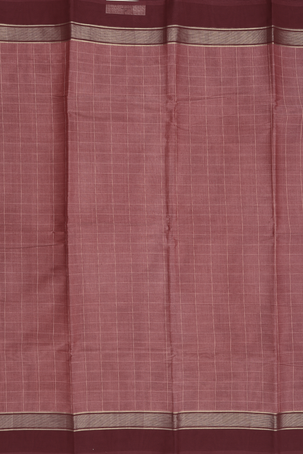 Kanchi Cotton Saree In Dusty Rose With Checks Design