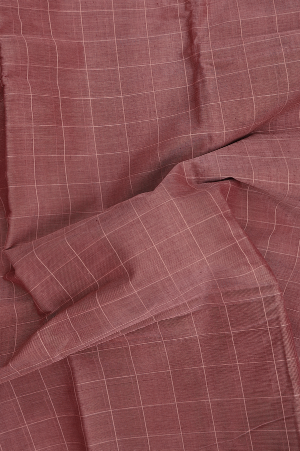 Kanchi Cotton Saree In Dusty Rose With Checks Design