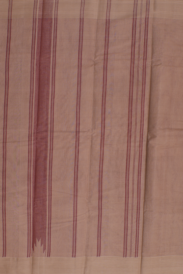 Kanchi Cotton Saree In Burgundy Red With Temple Border