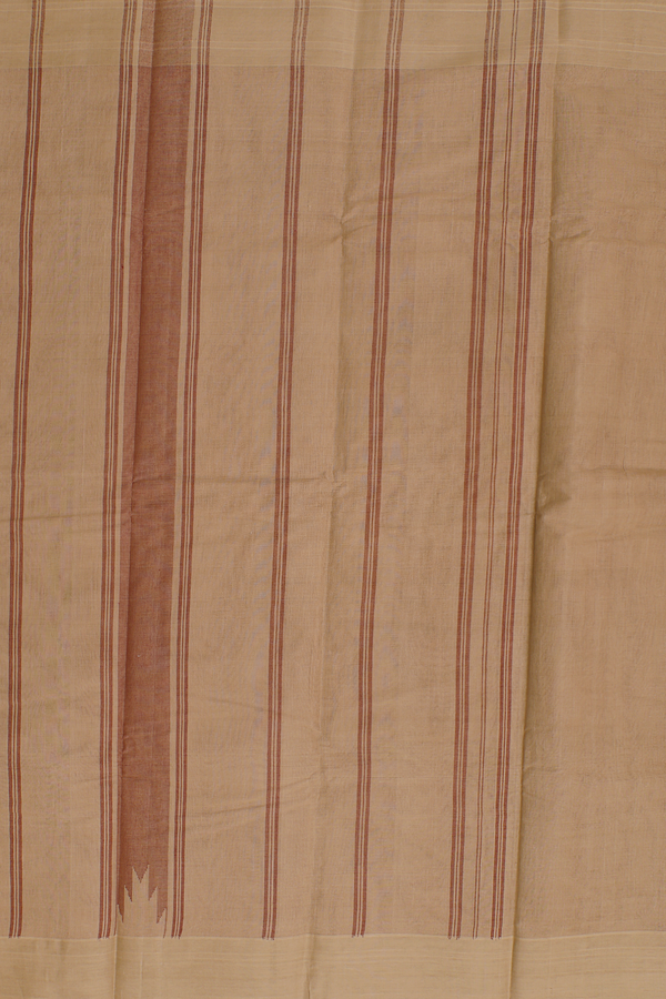 Kanchi Cotton Saree In Burgundy Red With Temple Border