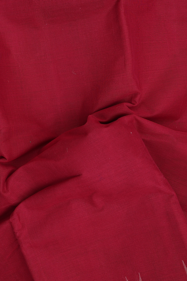 Kanchi Cotton Saree In Burgundy Red With Temple Border