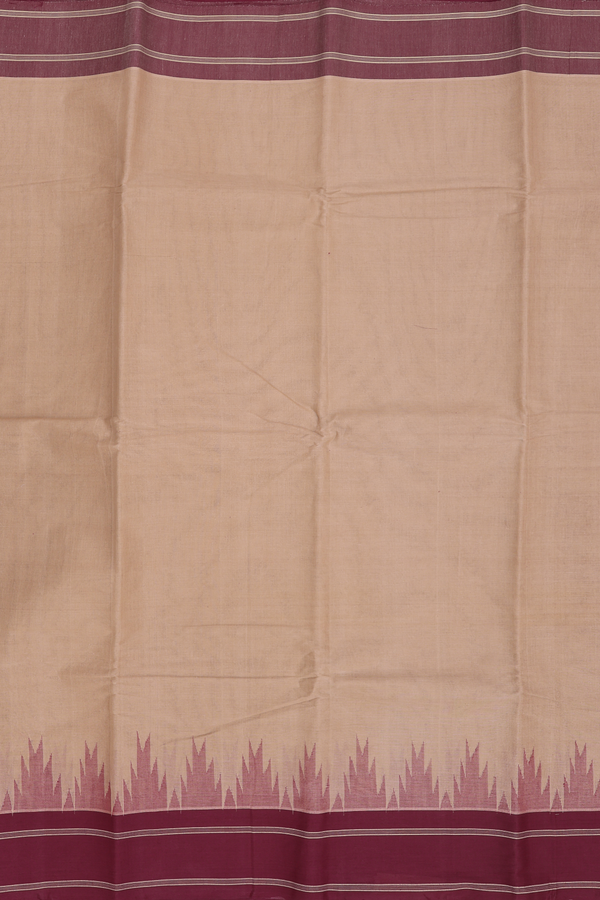 Kanchi Cotton Saree In Light Brown With Temple Border