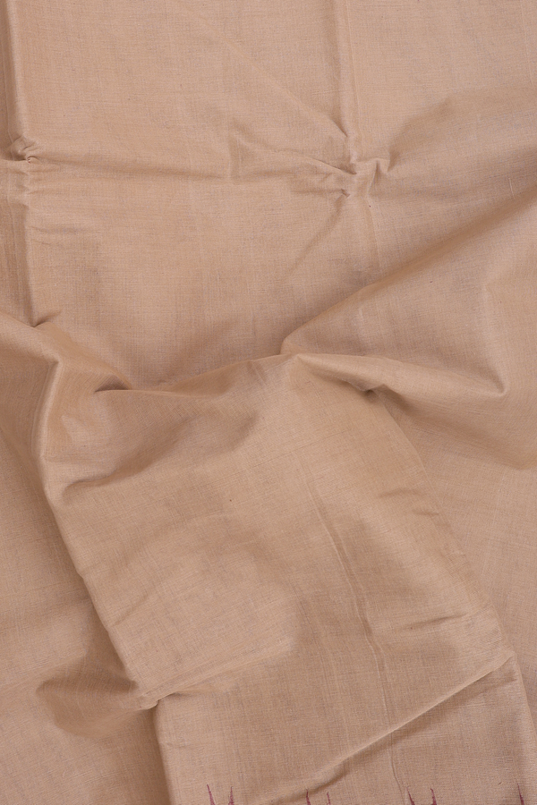 Kanchi Cotton Saree In Light Brown With Temple Border