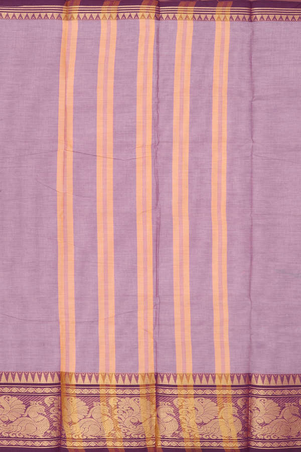 Kanchi Cotton Saree In Dusty Lavender With Zari Border