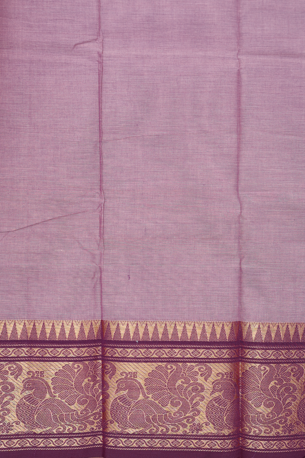 Kanchi Cotton Saree In Dusty Lavender With Zari Border