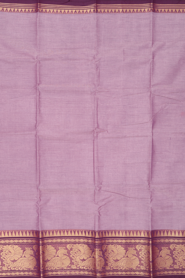 Kanchi Cotton Saree In Dusty Lavender With Zari Border
