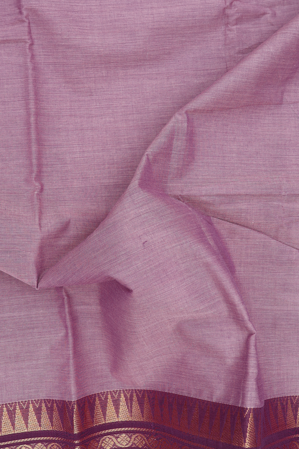 Kanchi Cotton Saree In Dusty Lavender With Zari Border
