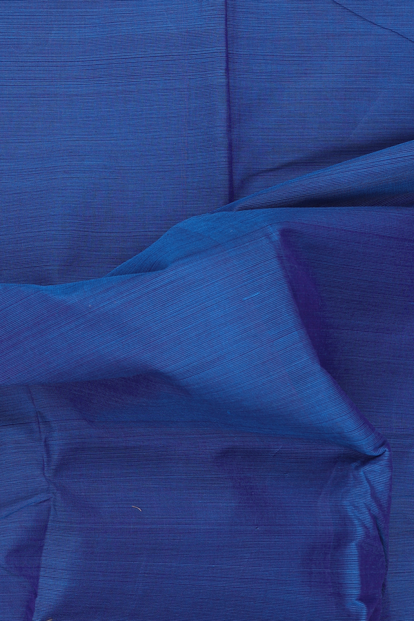 Chettinadu Cotton Saree In Cobalt Blue With Zari Border