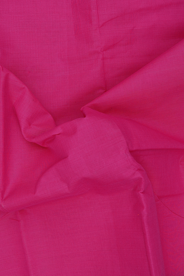 Chettinadu Cotton Saree In Dark Pink With Peacock Border
