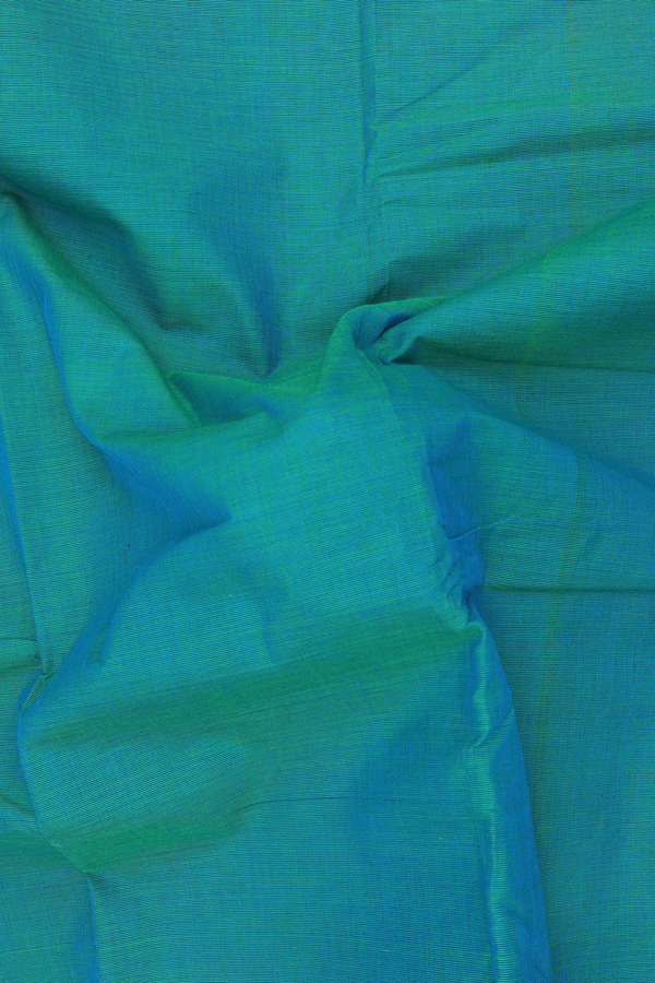 Chettinadu Cotton Saree In Green With Peacock Border