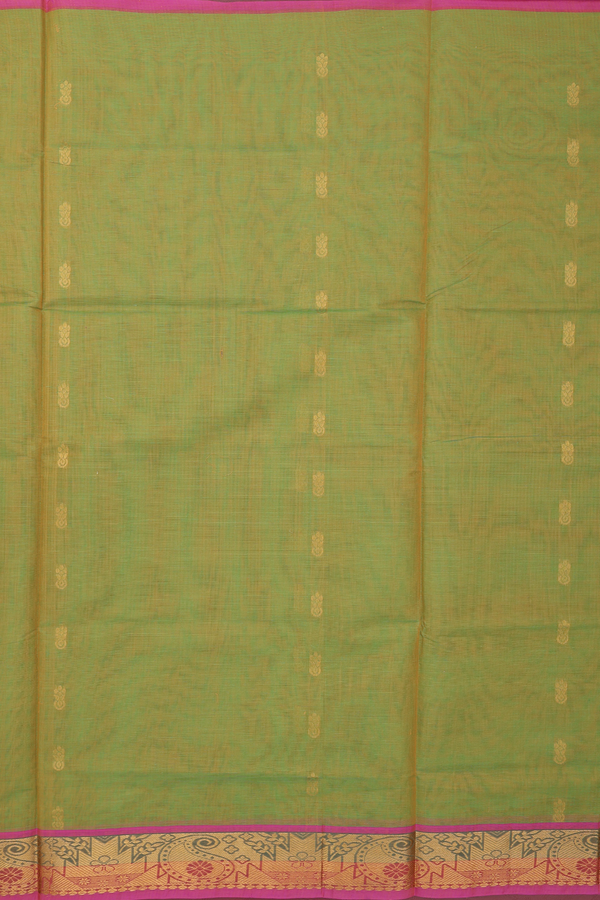 Venkatagiri Cotton Saree In Green With Zari Buttas