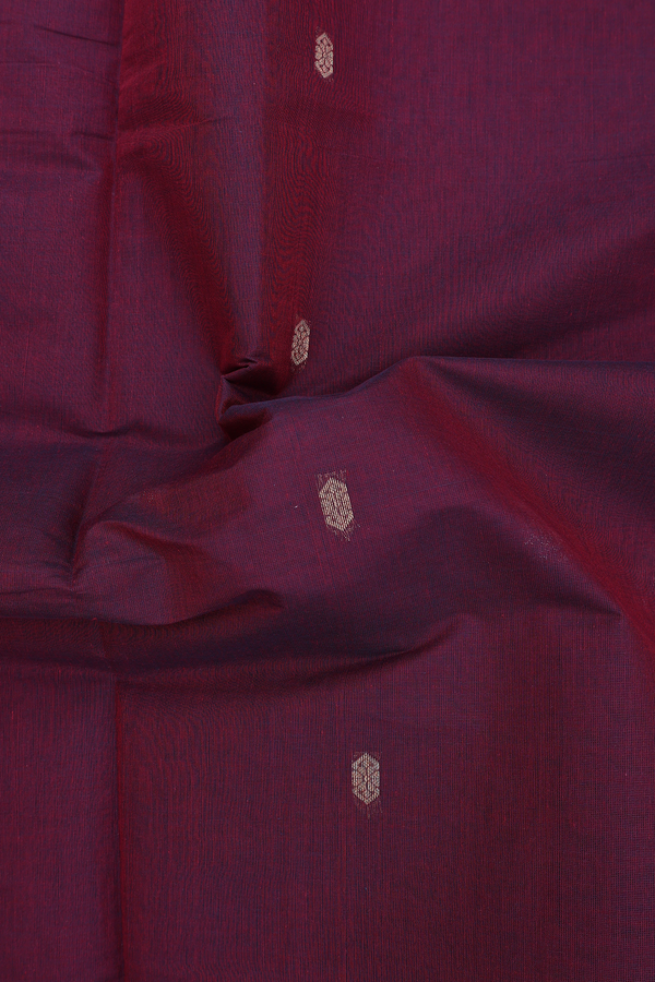 Venkatagiri Cotton Saree In Burgundy Red With Zari Buttas