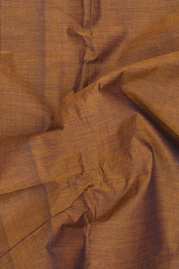 Chettinadu Cotton Saree Brown With Peacock Elephant Border