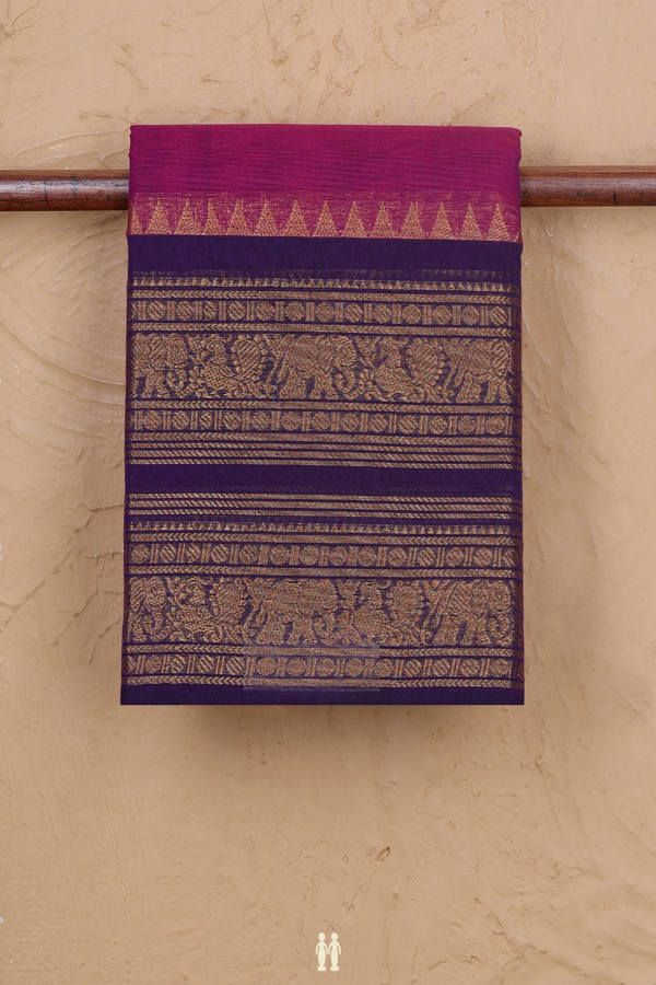Chettinadu Cotton Saree In Berry Purple With Contrast Border