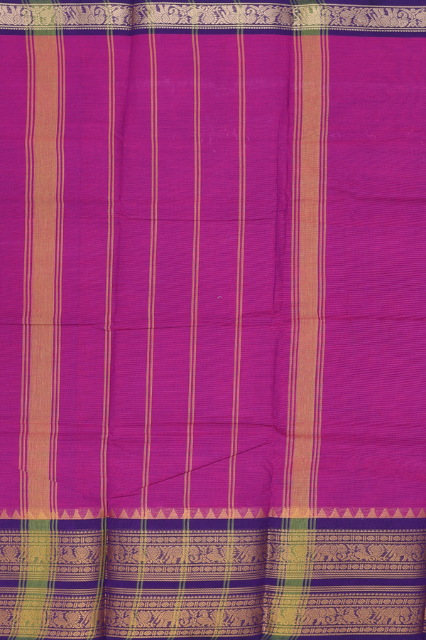 Chettinadu Cotton Saree In Berry Purple With Contrast Border