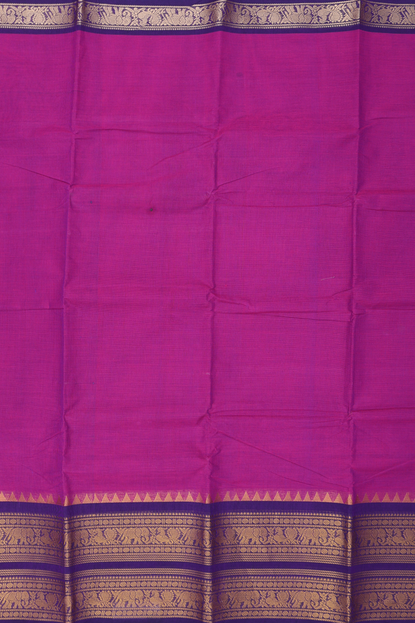 Chettinadu Cotton Saree In Berry Purple With Contrast Border