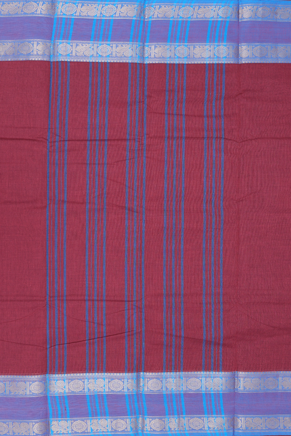 Chettinadu Cotton Saree In Maroon With Contrast Border