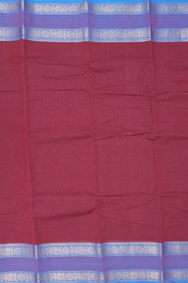 Chettinadu Cotton Saree In Maroon With Contrast Border