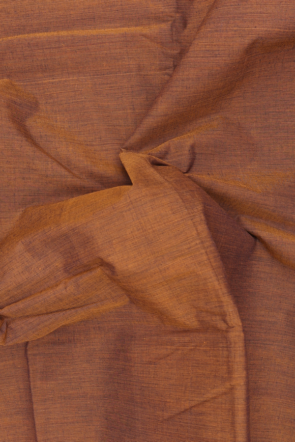 Chettinadu Cotton Saree In Brown With Peacock Border