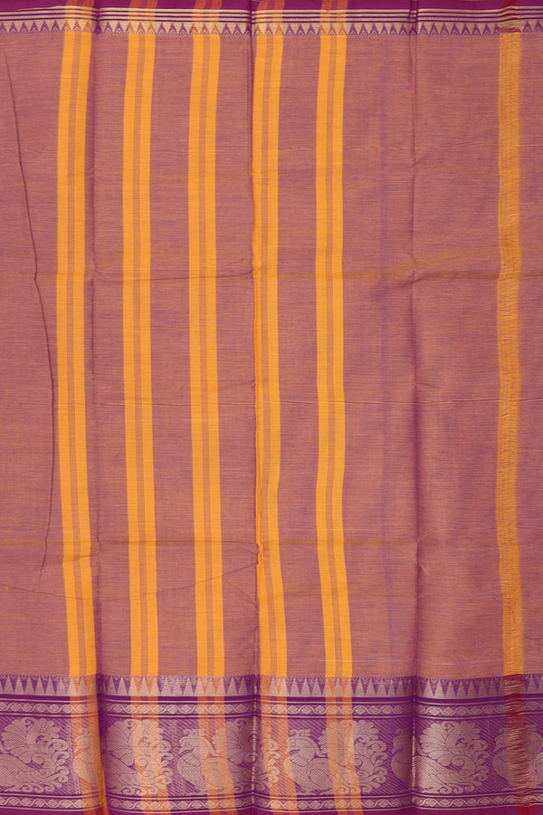 Chettinadu Cotton Saree In Dual Tone With Peacock Border