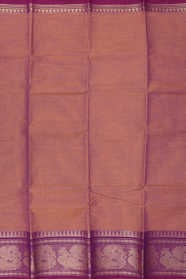 Chettinadu Cotton Saree In Dual Tone With Peacock Border