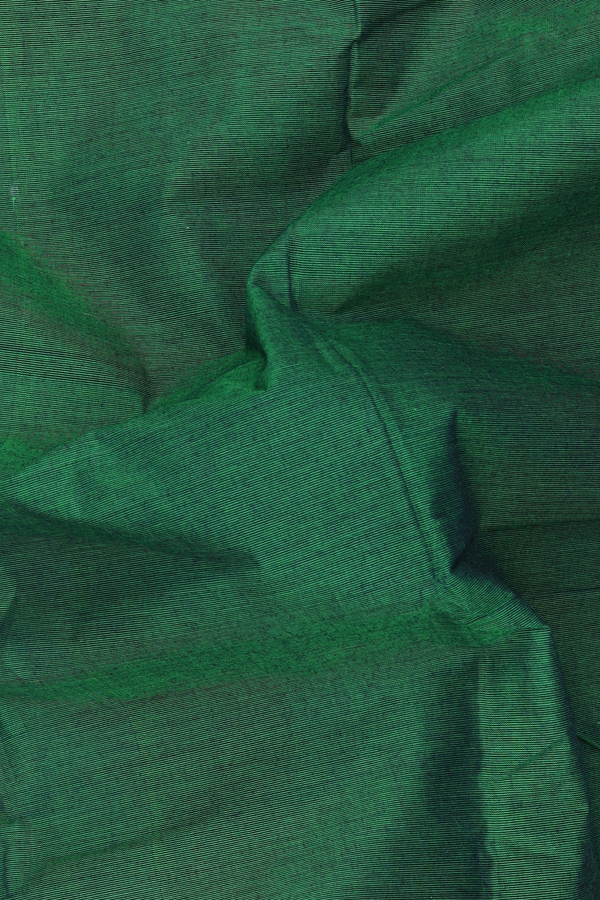 Chettinadu Cotton Saree In Forest Green With Peacock Border