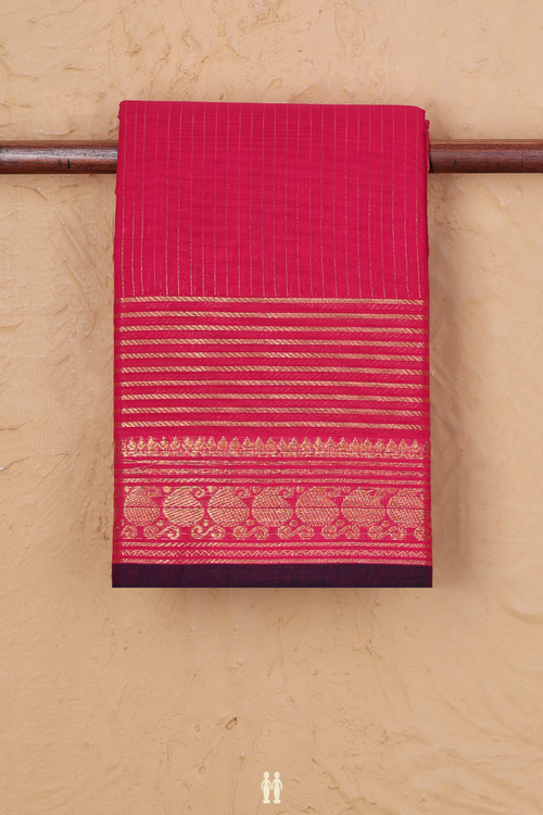 Chettinadu Cotton Saree In Rani Pink With Stripes Design