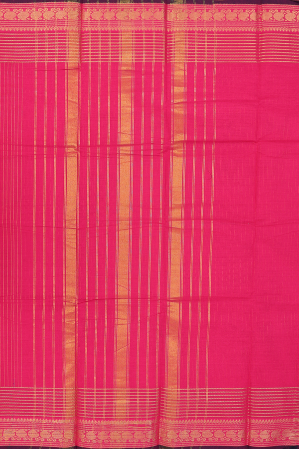 Chettinadu Cotton Saree In Rani Pink With Stripes Design