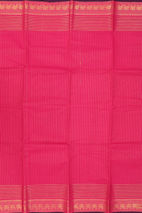 Chettinadu Cotton Saree In Rani Pink With Stripes Design