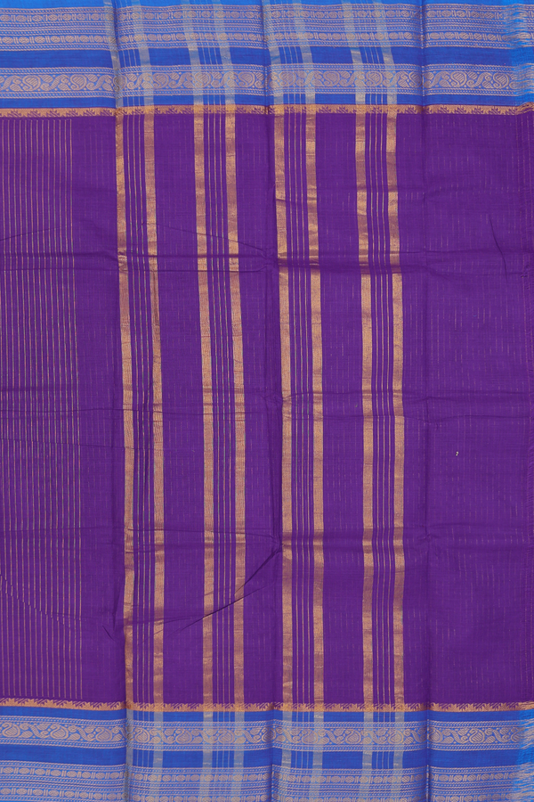 Chettinadu Cotton Saree In Purple With Stripes Design