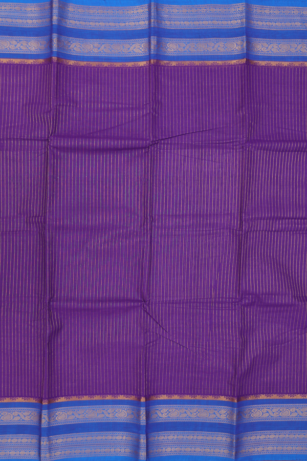 Chettinadu Cotton Saree In Purple With Stripes Design