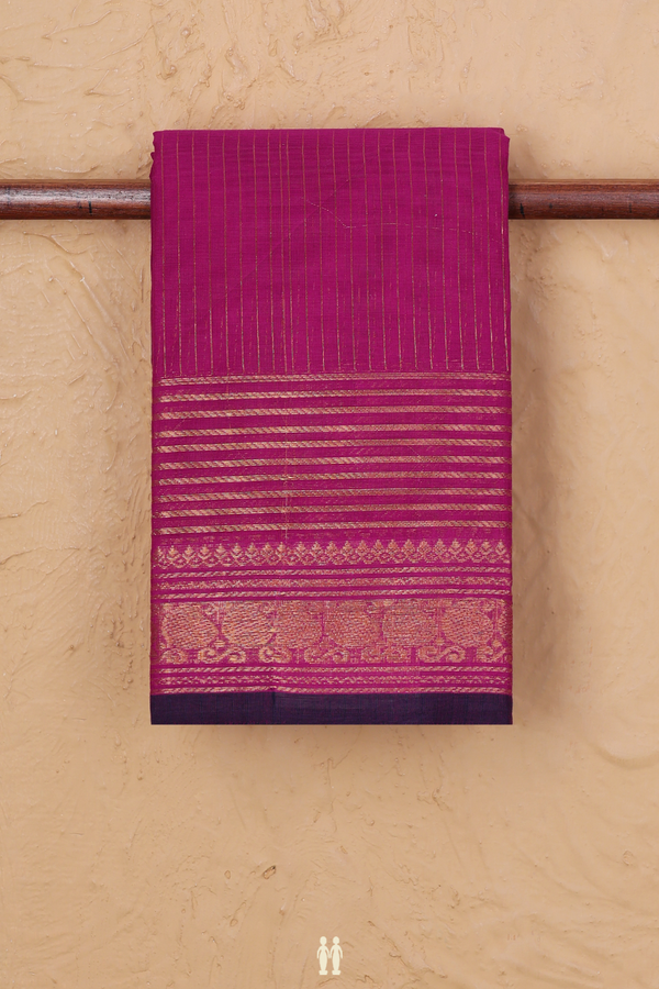 Chettinadu Cotton Saree In Purple With Stripes Design