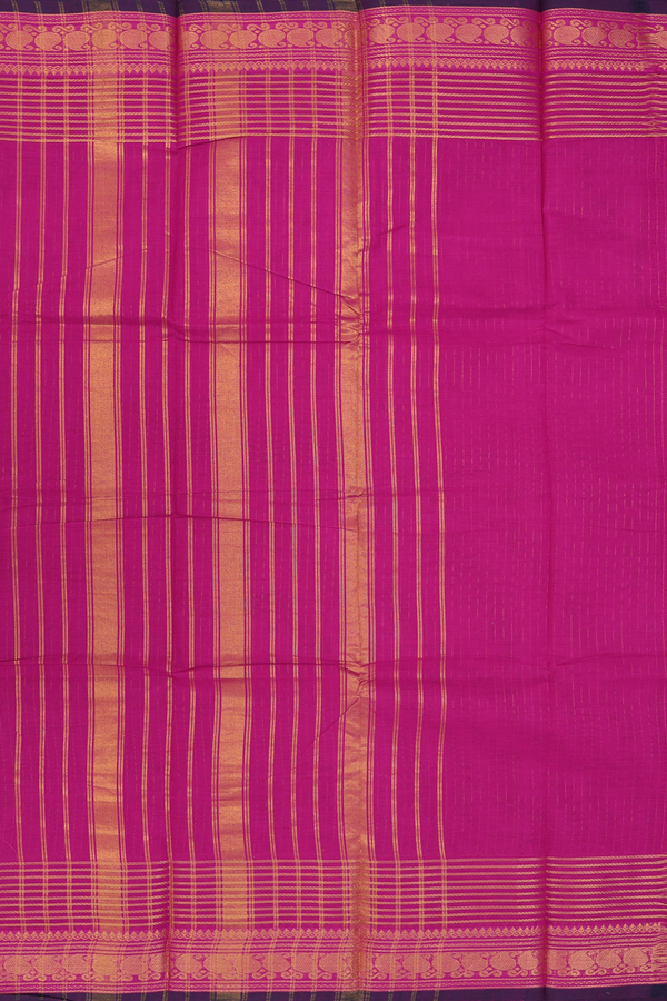 Chettinadu Cotton Saree In Purple With Stripes Design