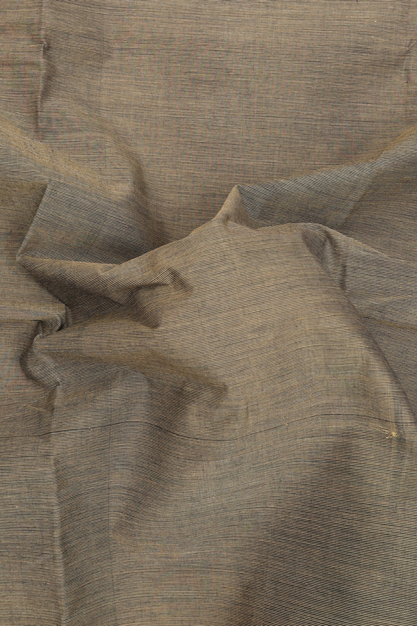 Chettinadu Cotton Saree In Dusty Olive With Peacock Border