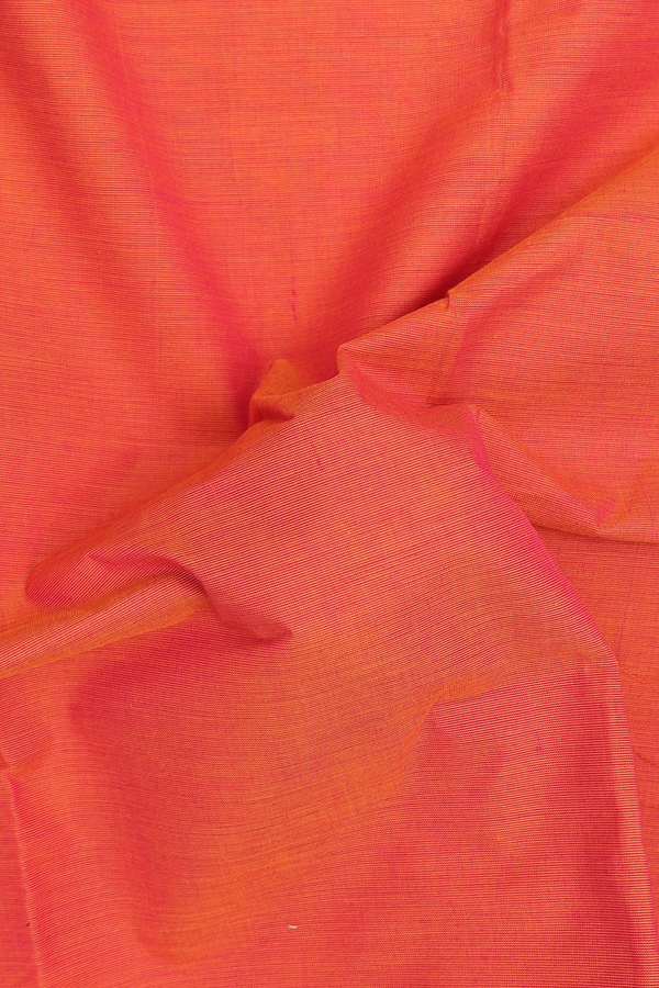 Chettinadu Cotton Saree In Orange With Peacock Border
