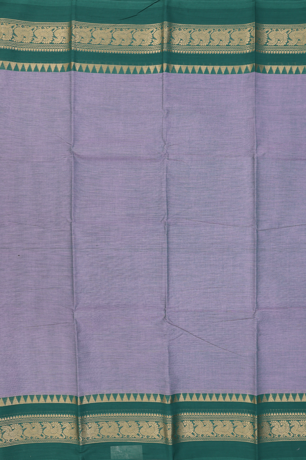 Chettinadu Cotton Saree In Grey With With Peacock Border