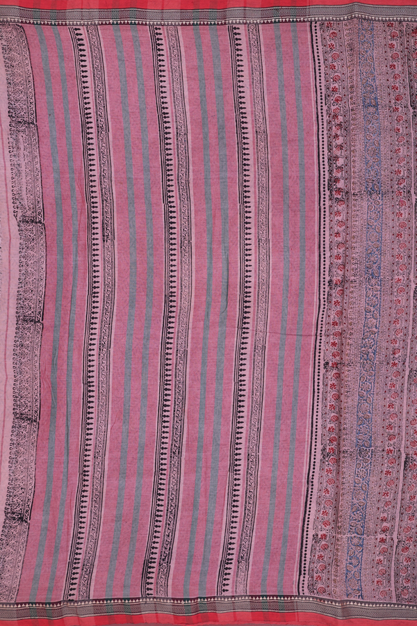 Mangalagiri Cotton Saree In Pink With Floral Printed Design