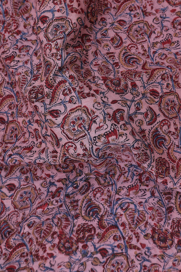 Mangalagiri Cotton Saree In Pink With Floral Printed Design