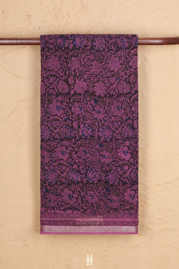 Mangalagiri Cotton Saree In Purple With Printed Design