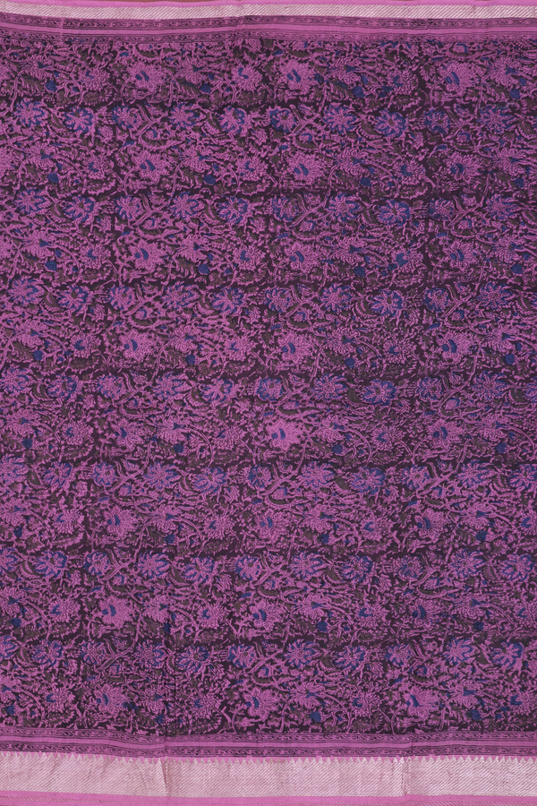 Mangalagiri Cotton Saree In Purple With Printed Design