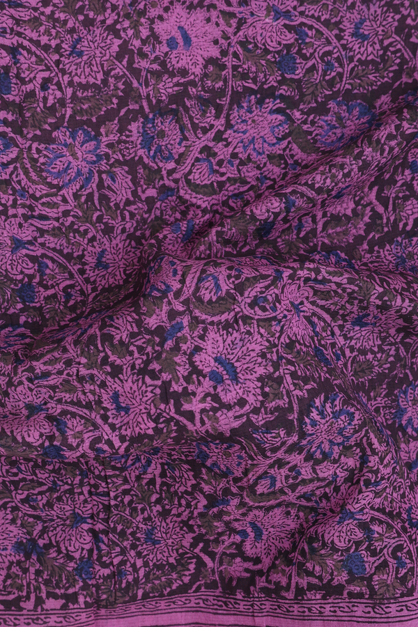 Mangalagiri Cotton Saree In Purple With Printed Design